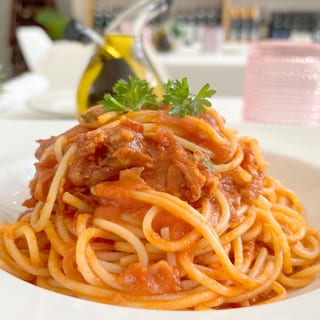 Vegan spaghetti all’amatriciana